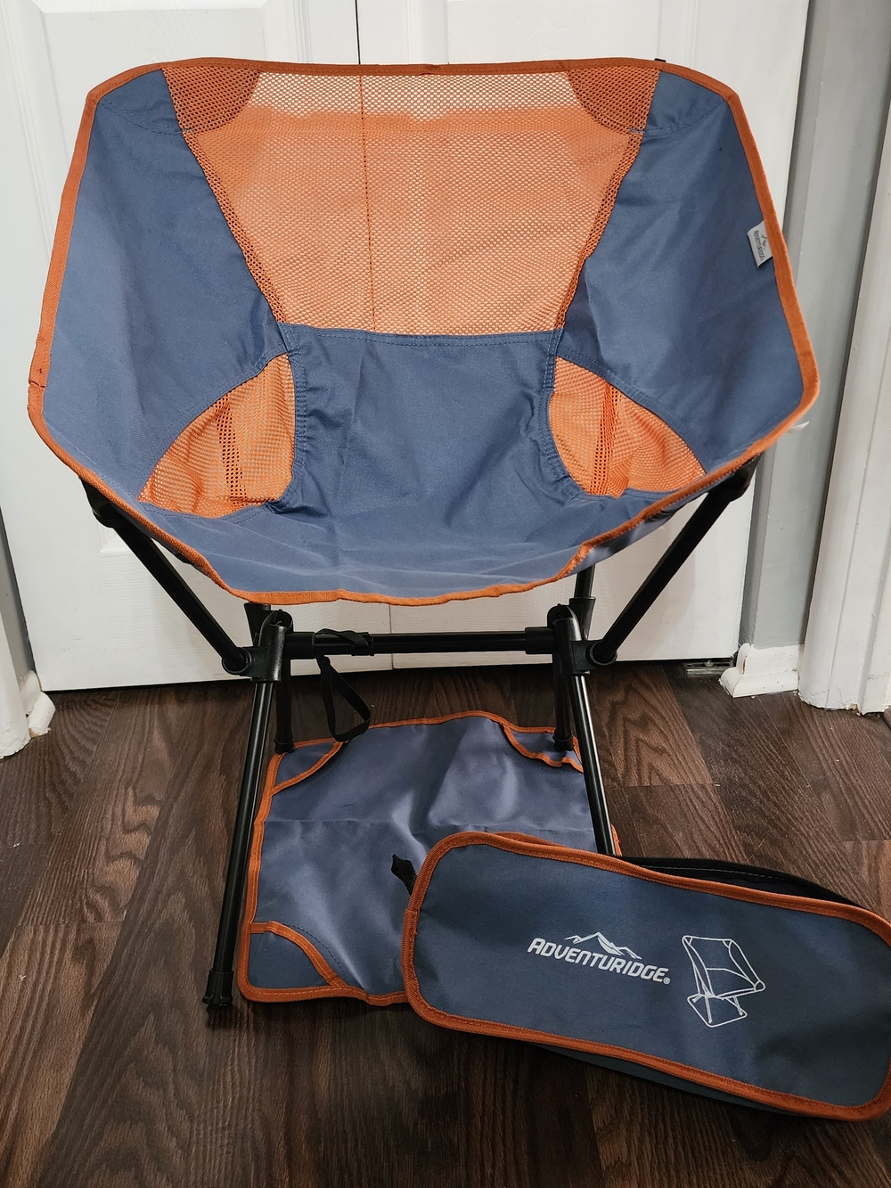 Portable Folding Camping Chair - Blue with Orange Trim New No Tags